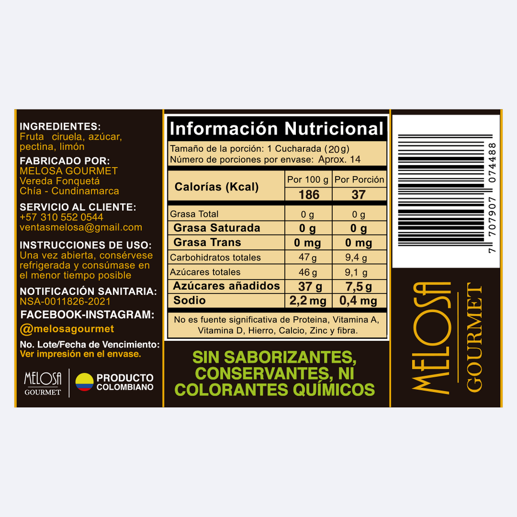 Mermelada artesanal de Ciruela 270 gr.