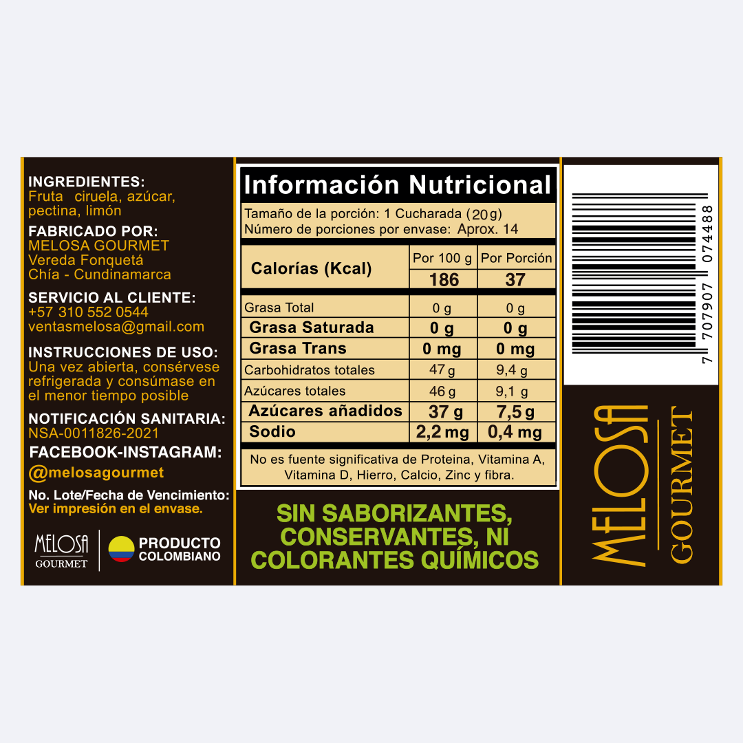 Mermelada artesanal de Ciruela 270 gr.