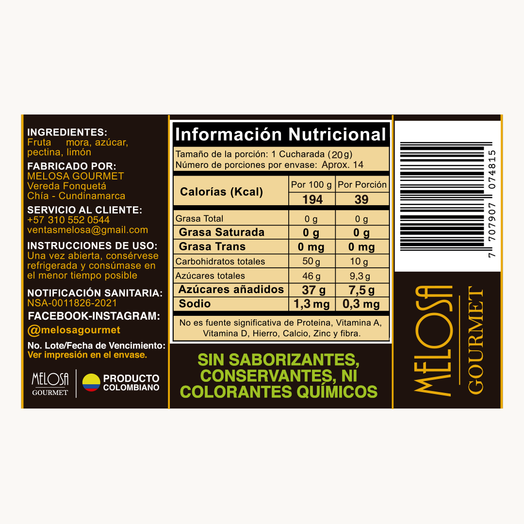 Mermelada artesanal de Mora 270 gr.